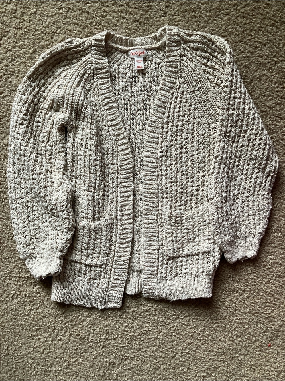 Cat & Jack beige Open-Weave Pocket Cardigan